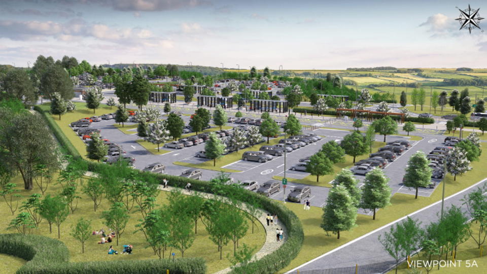 CGI of the park and ride after five years of landscape maturity. Release date  April 22, 2024. A council has built a £51million park and ride site - but it can't be used because funding for the road in and out hasn't been sorted. The 850 space car park in Eynsham, Oxfordshire, off the A40 was finished in January - apart from landscaping. But councillors claim it is going to remain 