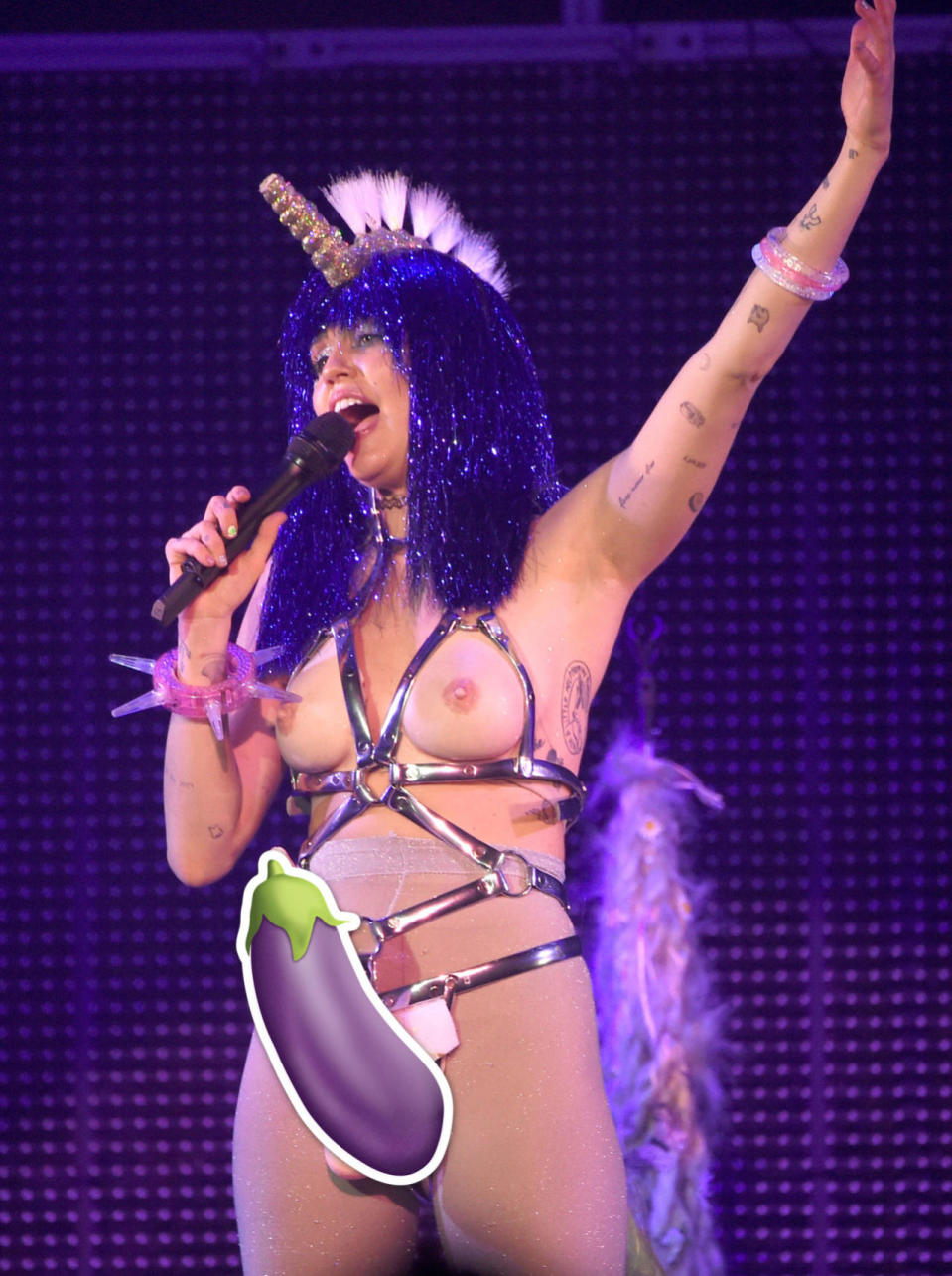 Miley Cyrus tries her best to be as shocking as possible at a performance at Terminal 5 on November 28, 2015