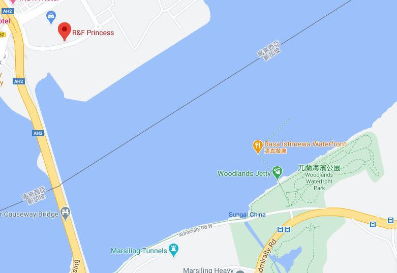 船隻停在海上，讓分隔兩地的家人短暫隔海相聚。（圖／翻攝自Google Map）