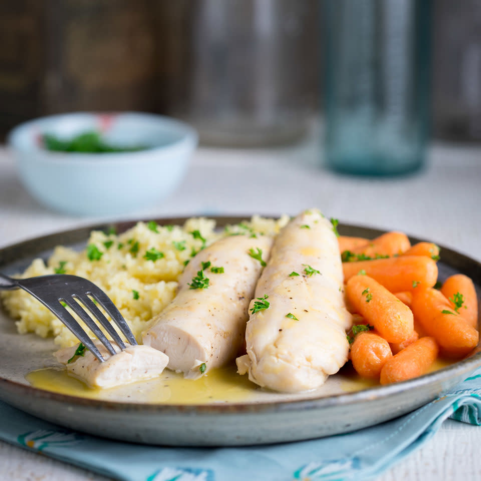 Honey-Mustard Chicken Tenders with Couscous & Carrots