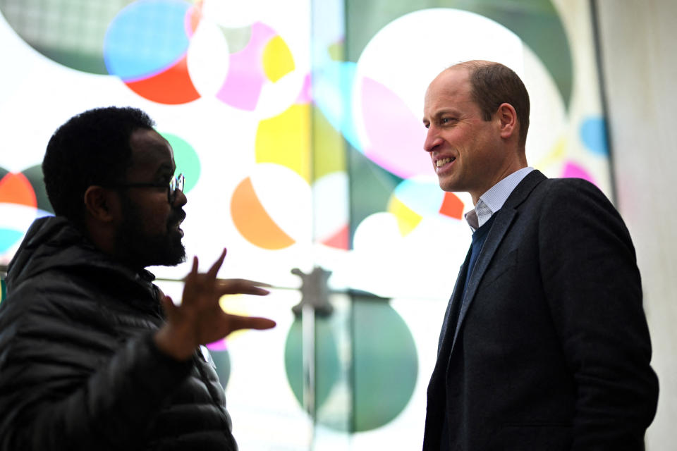 Britain's William, Prince of Wales speaks with a delegate after attending the Homewards Sheffield Local Coalition meeting at the Millennium Gallery in Sheffield, Britain, March 19, 2024. Homewards is a transformative five-year programme which plans to demonstrate that by working collaboratively across all areas of society, it will be possible to end homelessness in the UK. OLI SCARFF/Pool via REUTERS