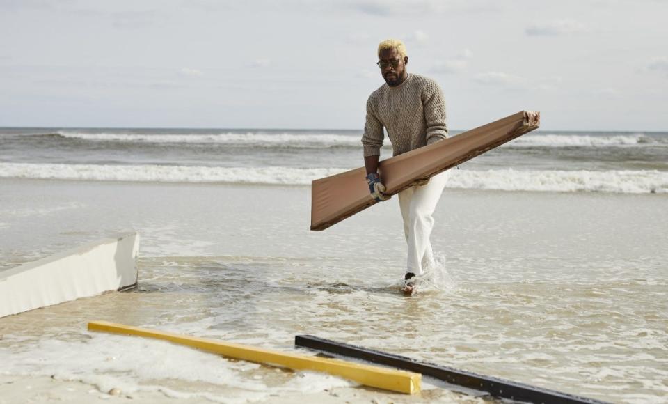 Artist James Perkins uses the forces of nature on his canvases, even burying them for up to two years along the beaches of Fire Island, New York.