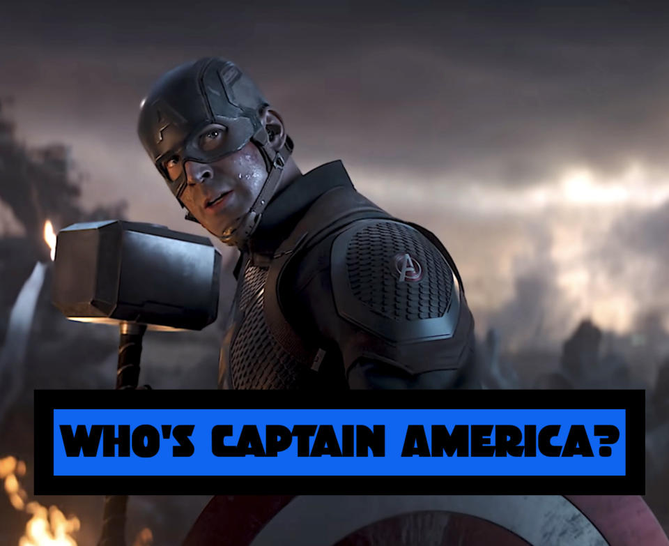 Captain America holding Thor's Hammer