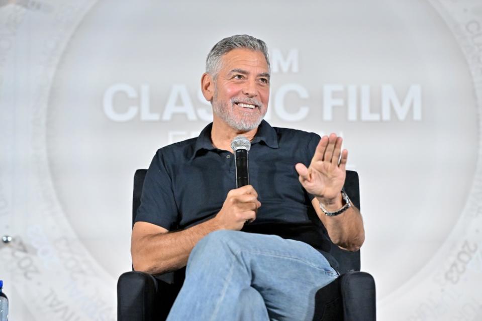 LOS ANGELES, CALIFORNIA - APRIL 14: George Clooney speaks onstage at the screening of "Ocean's Eleven" during the 2023 TCM Classic Film Festival on April 14, 2023 in Los Angeles, California. (Photo by Charley Gallay/Getty Images for TCM)