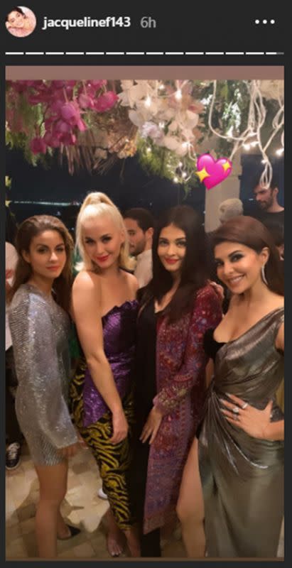 After setting Mumbai stage on fire at the first ever OnePlus Music Festival, the global icon spent some quality time with our desi celebs. While our news-fed was flooded with pictures from K.Jo's party thrown in honor of the<em> Dark Horse </em>singer, this snap shared by Jacqueline is our favorite moment from the evening.