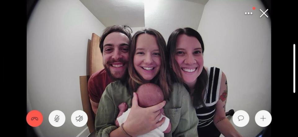 PHOTO: Trevor and Sydney Melton with their baby girl and their neighbor Katie Brooke Newton. (Courtesy of Trevor and Sydney Melton and Katie Brooke Newton)