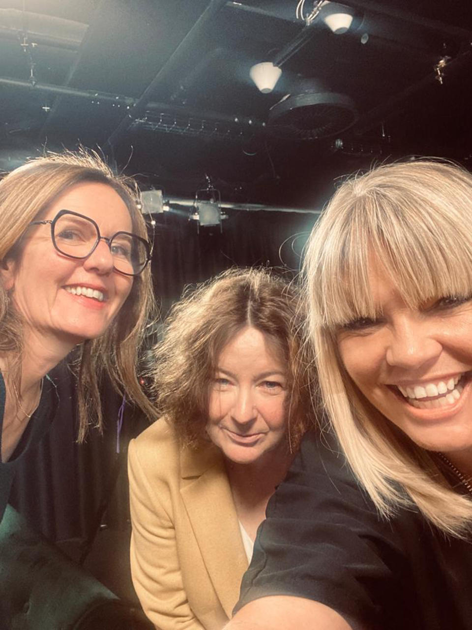 Kate Thornton takes a selfie with White Wine Question Time guests Jane Garvey and Fi Glover. (White Wine Question Time)