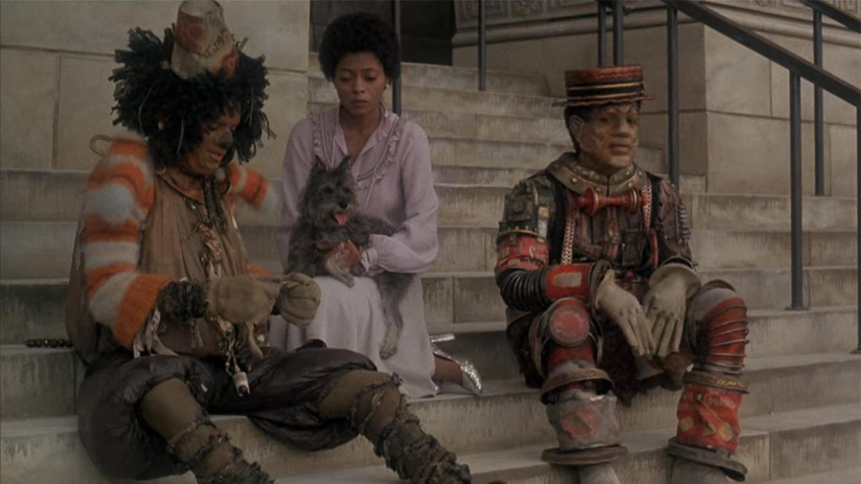  Diana Ross as Dorothy Gale, Nipsey Russell as The Tin Man, and Michael Jackson as Scarecrow in The Wiz 