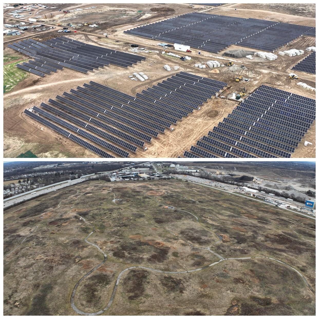 While construction is well underway at another city-owned solar facility at 5600 Parsons Ave(top photo), the former Phoenix landfill (bottom photo) site has yet to see any planned solar-panel construction despite it being a year after it was initially supposed to open.