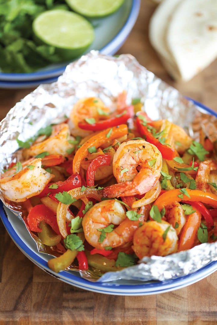 Shrimp Fajitas in Foil