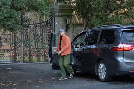 A man exits a vehicle at the entrance of Killenworth, an estate built in 1913 for George du Pont Pratt and purchased by the former Soviet Union in the 1950's, in Glen Cove, Long Island, New York, U.S., December 30, 2016. REUTERS/Rashid Umar Abbasi