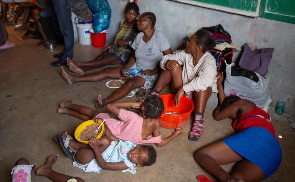 A group of blind and disabled people stay at a refuge for displaced persons on Thursday, June 24, 2021, a week after armed gangs set their homes on fire in Port-au-Prince, Haiti.