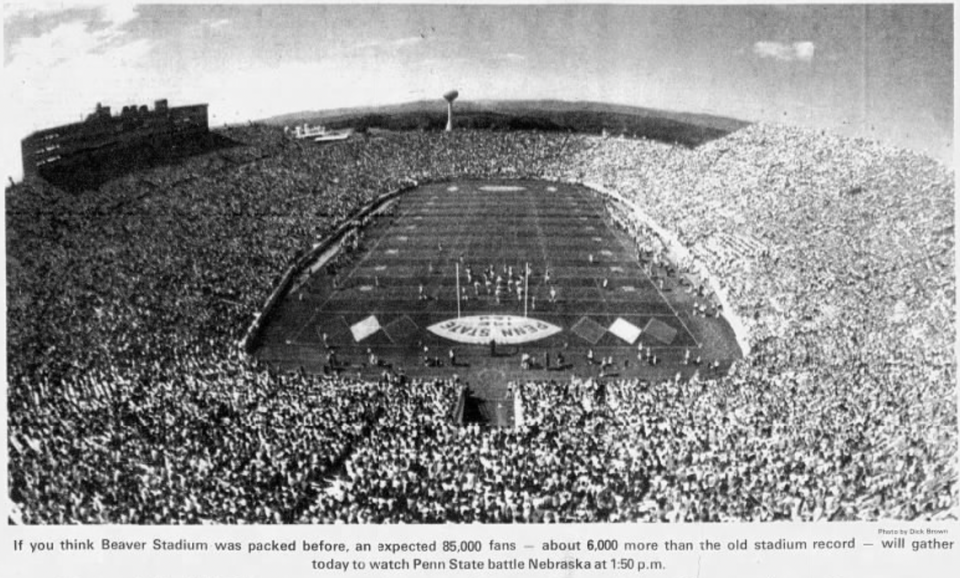 A photo of Beaver Stadium on the front page of the Sept. 27, 1980 CDT.