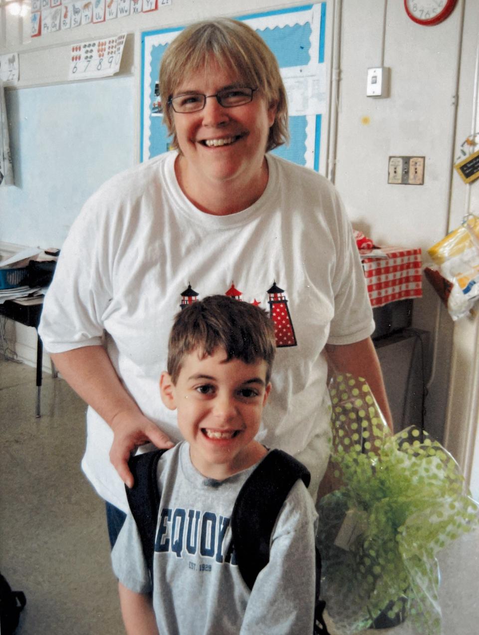 Ben Kredich with his second grade teacher Cathy Dodson at Sequoyah Elementary School.