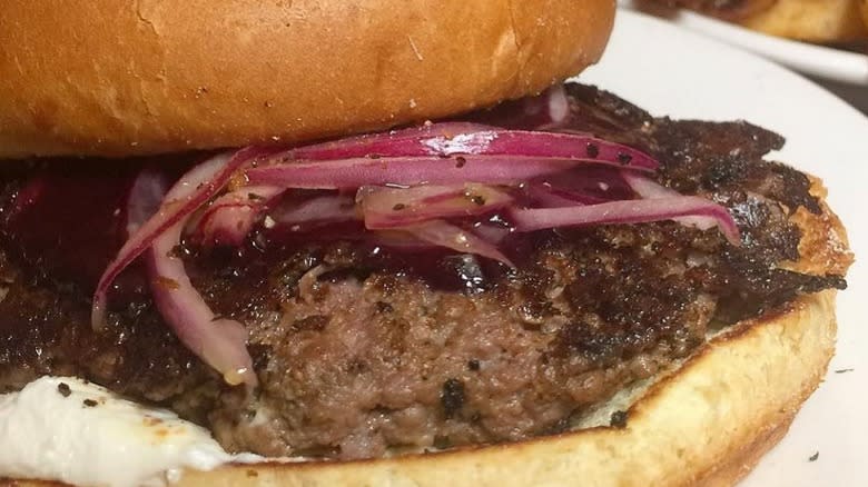 Bison burger with goat cheese
