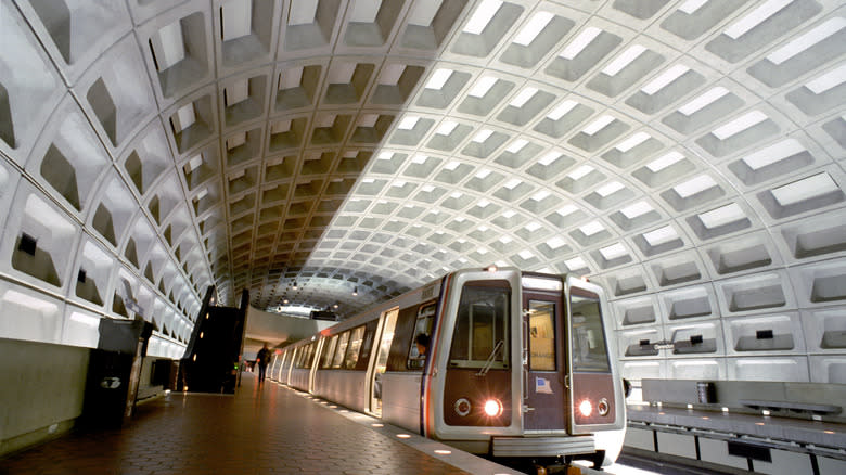 Washington DC metro station with train