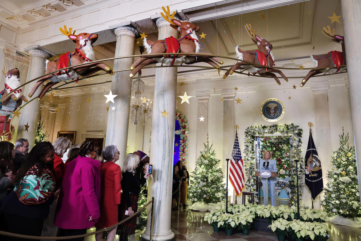 First Lady Jill Biden Delivers Remarks On Her Holiday Message For The Season (Kevin Dietsch / Getty Images)