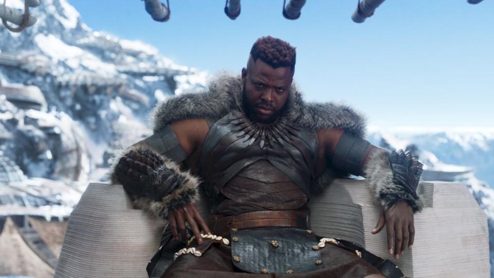 Winston Duke as M'Baku in Black Panther. M'Baku is now king of Wakanda after Wakanda Forever.