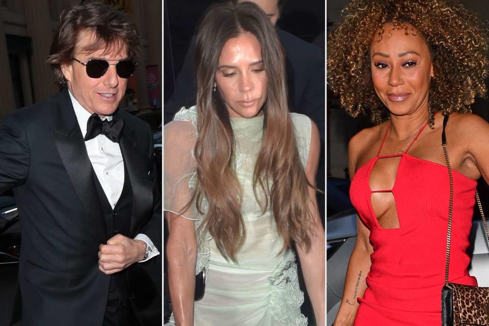 <p>SplashNews</p> From left: Tom Cruise, Victoria Beckham and Mel B arrive at Victoria