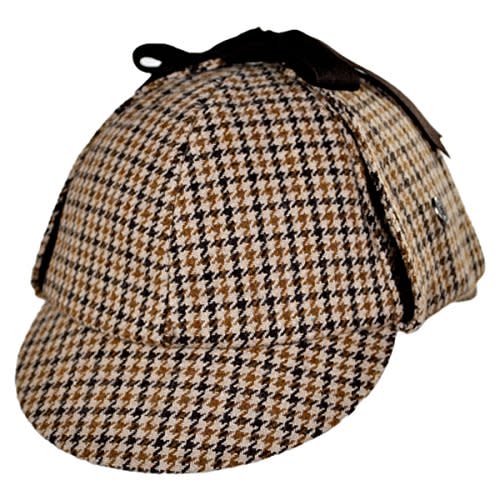 Jaxon Sherlock Holmes Houndstooth Deerstalker Hat (Large, Brown)