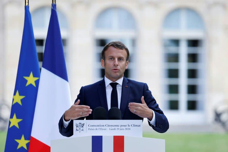 Emmanuel Macron s'adresse à la Convention citoyenne pour le climat, le 29 juin 2020 - CHRISTIAN HARTMANN © 2019 AFP