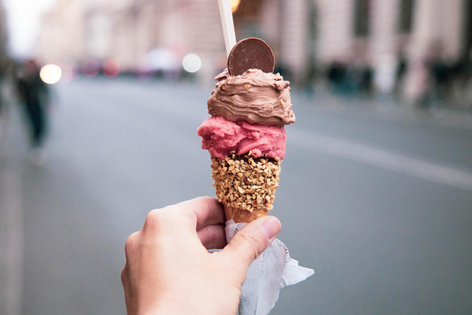 Someone holding an ice cream cone