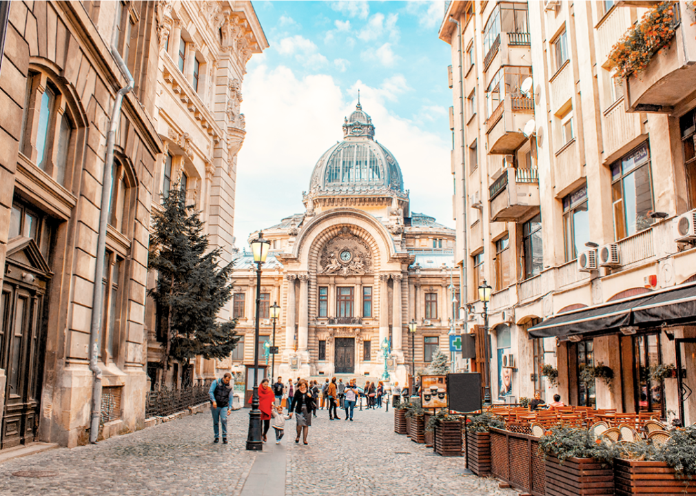 Palace of the Savings Bank in the historical center of Bucharest.