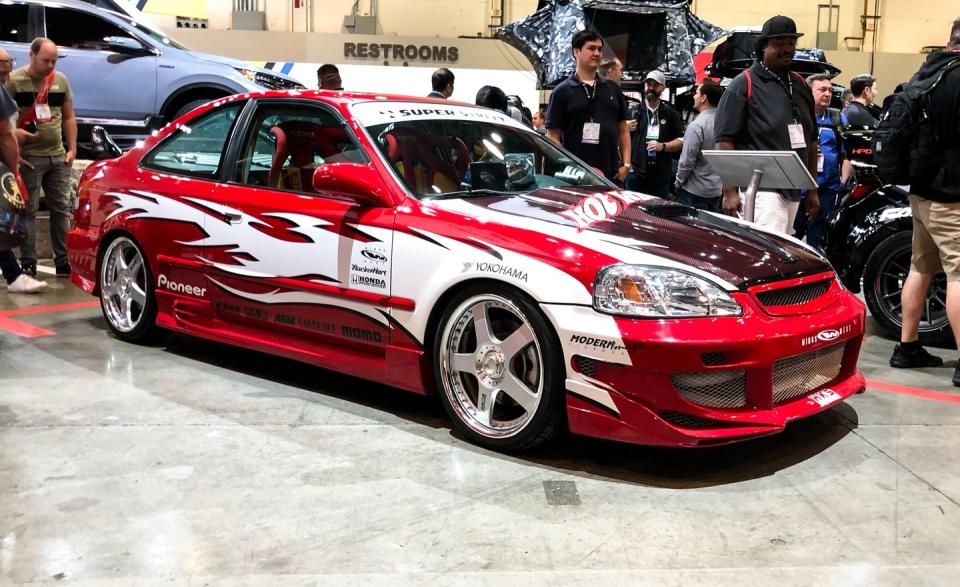 <p>Was this the car that sparked the movie <em>The Fast and the Furious</em> in 2001? It sure looks like it. Honda brought a <a href="https://www.caranddriver.com/news/a29665493/honda-sema-2019-cars/" rel="nofollow noopener" target="_blank" data-ylk="slk:handful of concepts;elm:context_link;itc:0;sec:content-canvas" class="link ">handful of concepts</a> to the show in celebration of its 60th year in North America, and what better way to do it by showcasing the Civic Si <em>Super Street </em>magazine modified for the Civic Si Challenge in 2000. If you collected buckets of Mattel die-cast cars as a kid (or shamelessly as adults, like us), this car might look familiar.</p>