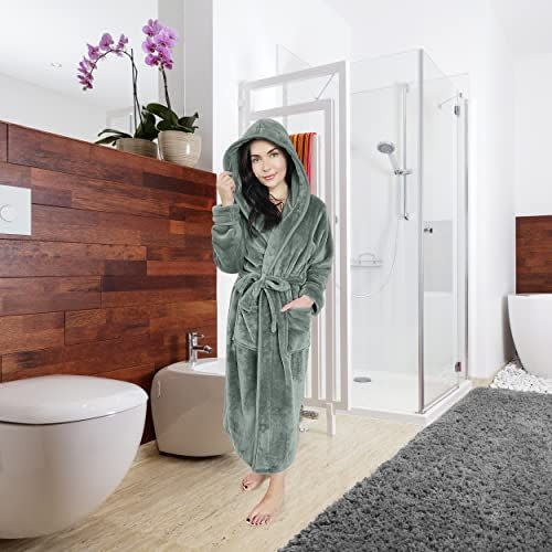 NY Threads Women Fleece Hooded Bathrobe