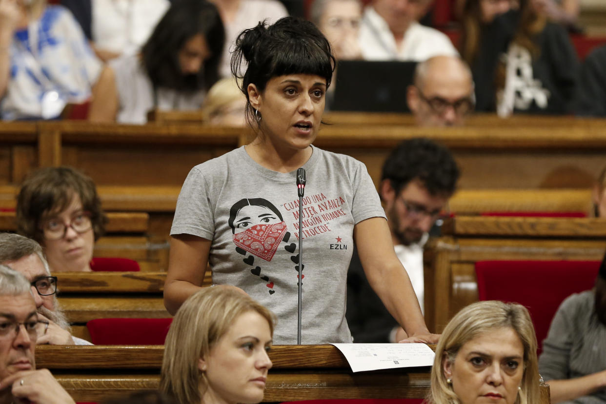 La exportavoz de la CUP en el Parlament, Anna Gabriel. PAU BARRENA/AFP via Getty Images