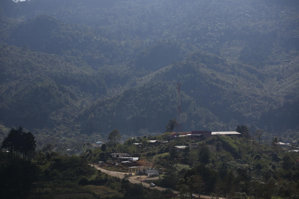 Yalambojoch is seen from the Franja Transversal del Norte highway, in the western department of Huehuetenango not far from the Guatemala-Mexico border, Saturday, Dec. 29, 2018. Yalambojoch is the hometown of Felipe Gomez Alonzo, the second Guatemalan child this month to die while in U.S. custody near the Mexican border. (AP Photo/Moises Castillo)