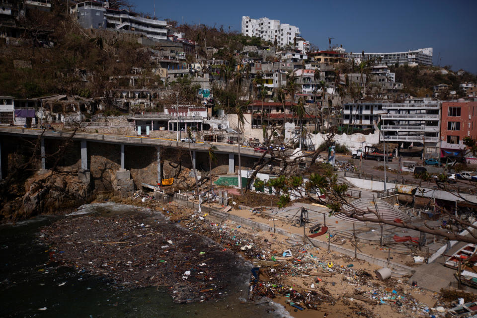 Debris lies on La Angosta Beach, in the aftermath of Hurricane Otis, in Acapulco, Mexico, October 30, 2023. / Credit: QUETZALLI NICTE-HA / REUTERS