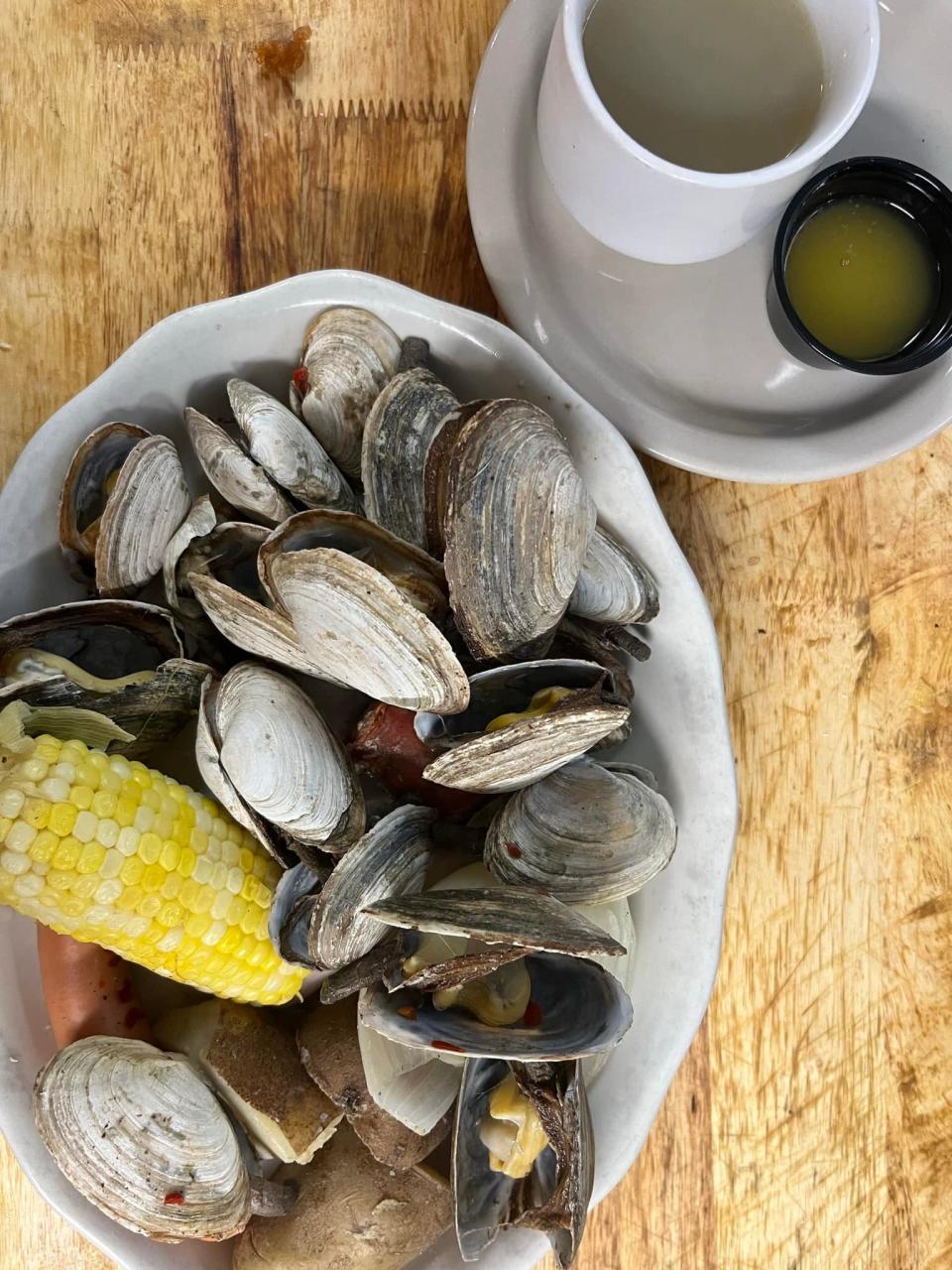 Clam boil lunch special at Blue Point Restaurant.