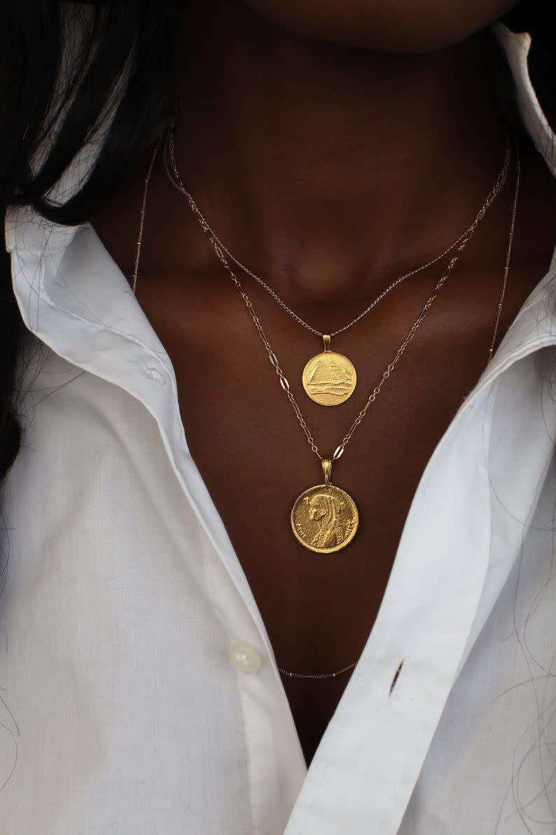 56) The Pyramid Coin Pendant in Gold Vermeil