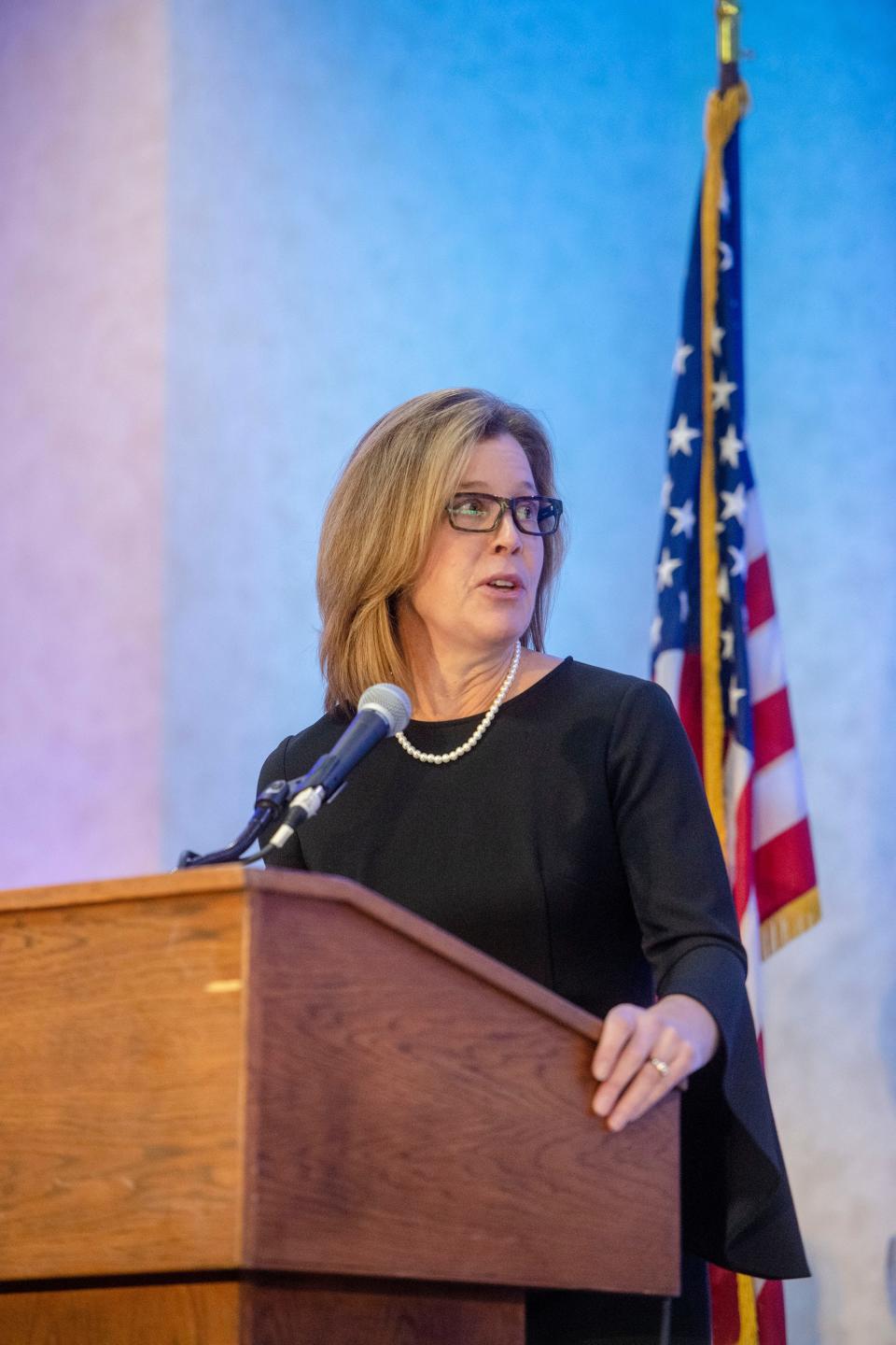 Asheville Mayor Esther Manheimer speaks during the MLK Jr. Prayer Breakfast, January 13, 2024.