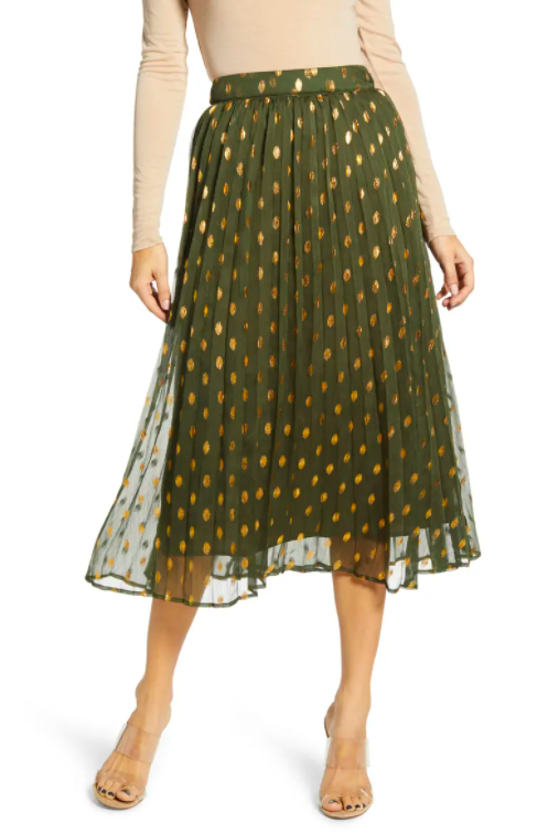 Endless Rose polka dot pleated skirt. Image via nordstrom.com.