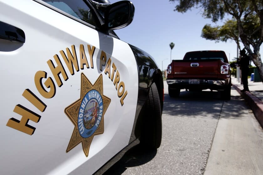 California Highway Patrol officer Duane Graham stops a motorist along Interstate 5 who is suspected of speeding.