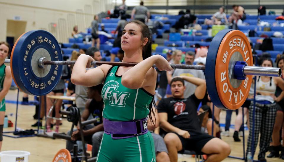 Julia Knowler of Fort Myers won the 169-pound weight class in both the traditional and the snatch at the Class 2A-Region 4 girls weightlifting meet Thursday at Charlotte High School in Punta Gorda.