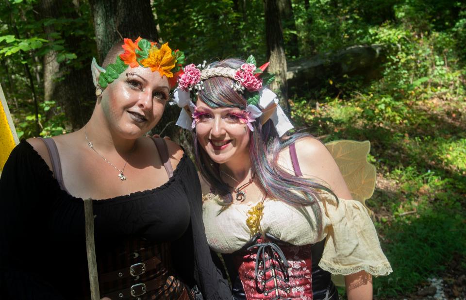 Ivy Davis (left) and Erica Spicher (right) pose for a picture during the Enchanted Fairy Festival at Rocky Ridge Park on Saturday, Sept. 7, 2019. The inaugural festival drew over 700 visitors.