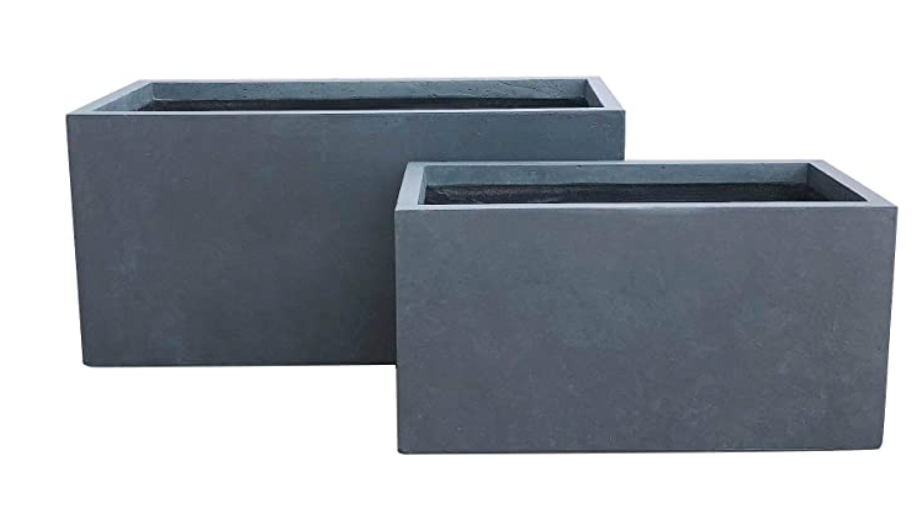 Two concrete rectangular planters.