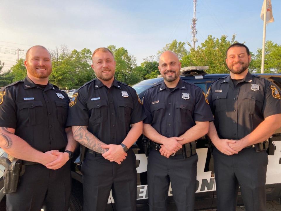 Edison Police Officers Matthew Spielman, David Fegler, Zachary Dlabik and Scott Benedickson are receiving Valor Awards from the 200 Club of Middlesex County for rescuing a teen attempting to jump off the Morris Goodkind Bridge last year.