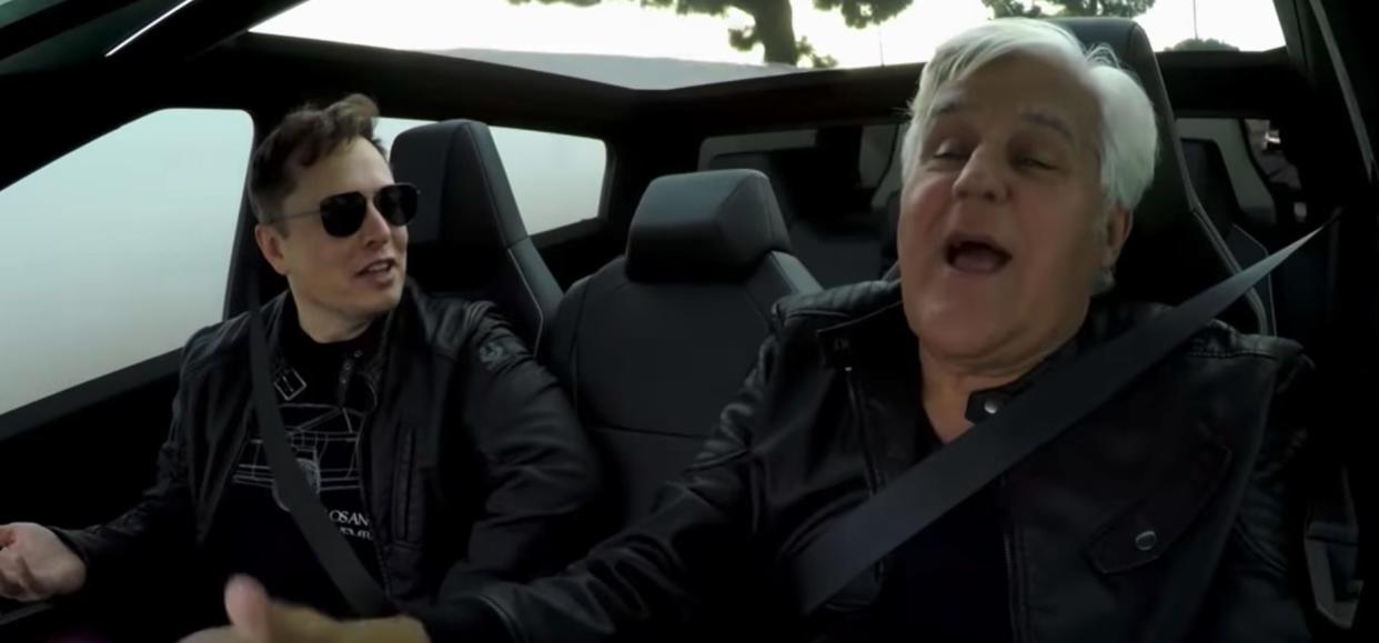 Jay Leno driving with Elon Musk