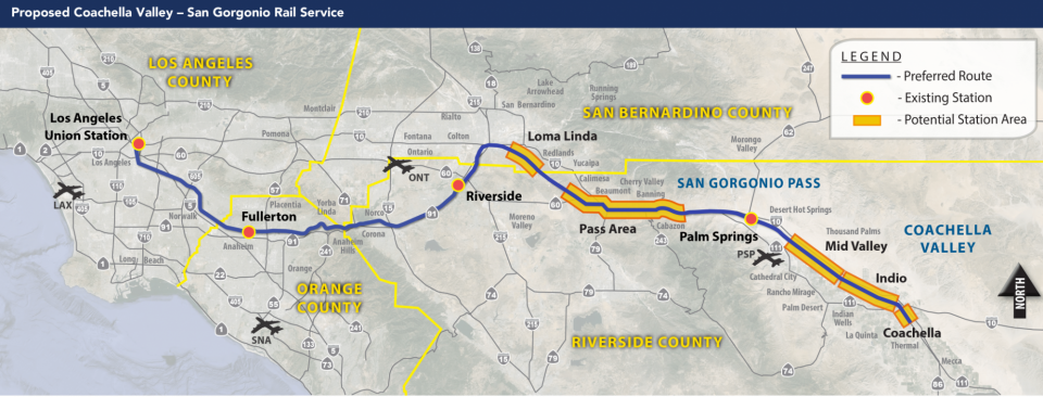 Coachella Valley rail corridor proposed route.
