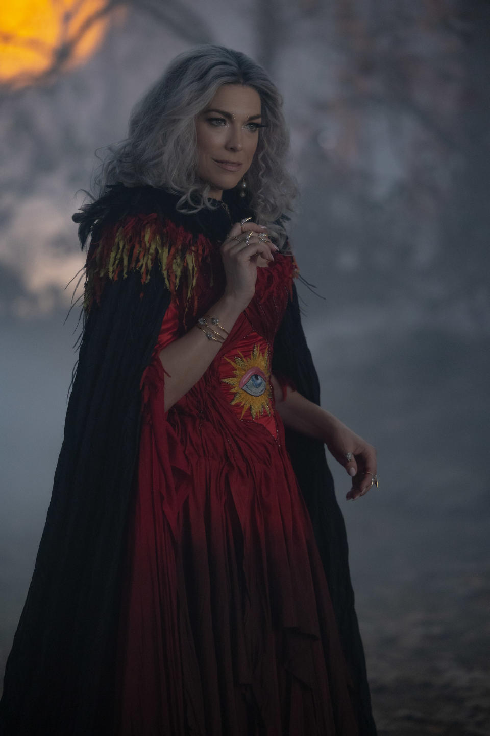 Hannah Waddingham as The Witch in HOCUS POCUS 2, exclusively on Disney+. Photo by Matt Kennedy. © 2022 Disney Enterprises, Inc. All Rights Reserved.