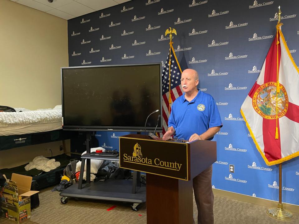 Sarasota County Emergency Management Chief Ed McCrane updates media outlets on Hurricane Ian Thursday evening.