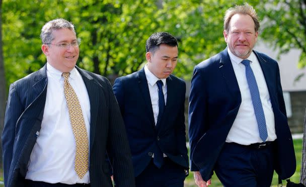 PHOTO: In this May 15, 2017, file photo, Kenny Kwan, center, leaves the Monroe County Courthouse in Stroudsburg, Pa. (Rich Schultz/AP, FILE)