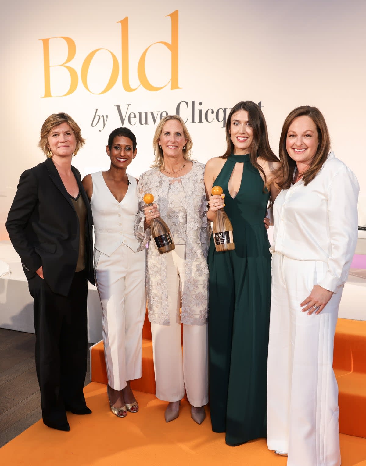  (L to R) Julie Nollet, Naga Munchetty, Tracy Blackwell, Francesca Brady and Rachel Bright attend the Veuve Clicquot BOLD Woman Award  (Dave Benett/Getty Images for Veuve Clicquot BOLD Woman Award Ceremony)