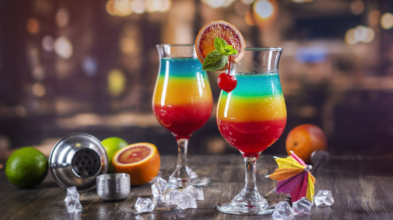 rainbow layered cocktail drinks