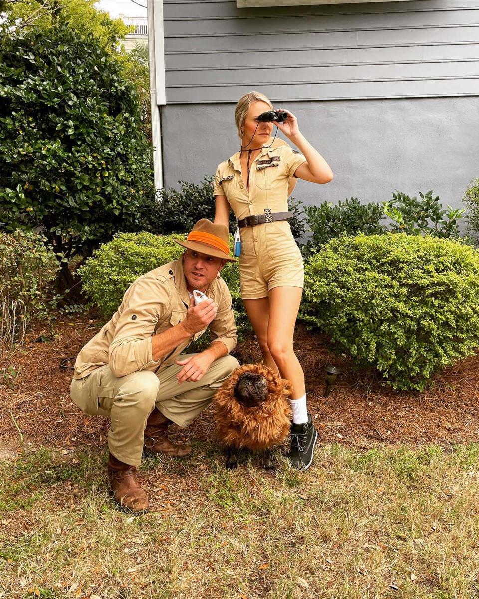 Green helps Rose with his dog, Lil Craig. "Attention Charleston‼️ Lion on the loose!!" she joked alongside a Halloween pic with the reality star and his pup. "If found, keep a fair distance and know he can be easily deterred using salami, bacon, ham, cheese, really any deli item. Please call Rhonda and Randy at 1-800-SAFARI."