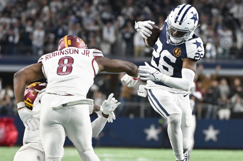 Cornerback DaRon Bland (R) and the Dallas Cowboys will host the Detroit Lions on Saturday in Arlington, Texas. File Photo by Ian Halperin/UPI